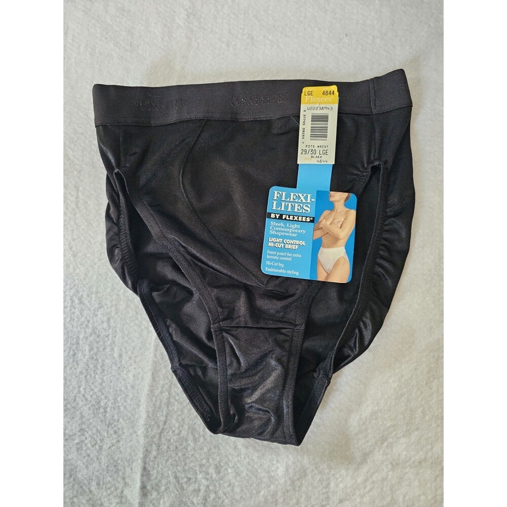 Flexees Flexi Lites Light Control Hi Cut Brief Black Large Style 4844 NWT